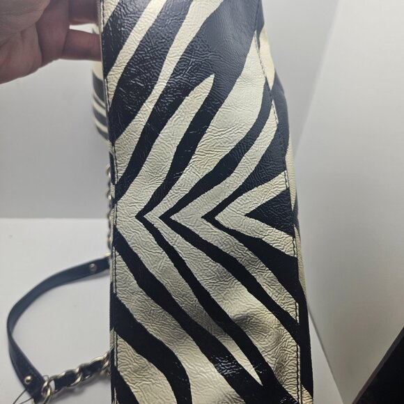 Kate Spade Helena Pastiche Zebra Patent Leather Shoulder Bag Chain Strap Tote - Picture 6 of 7